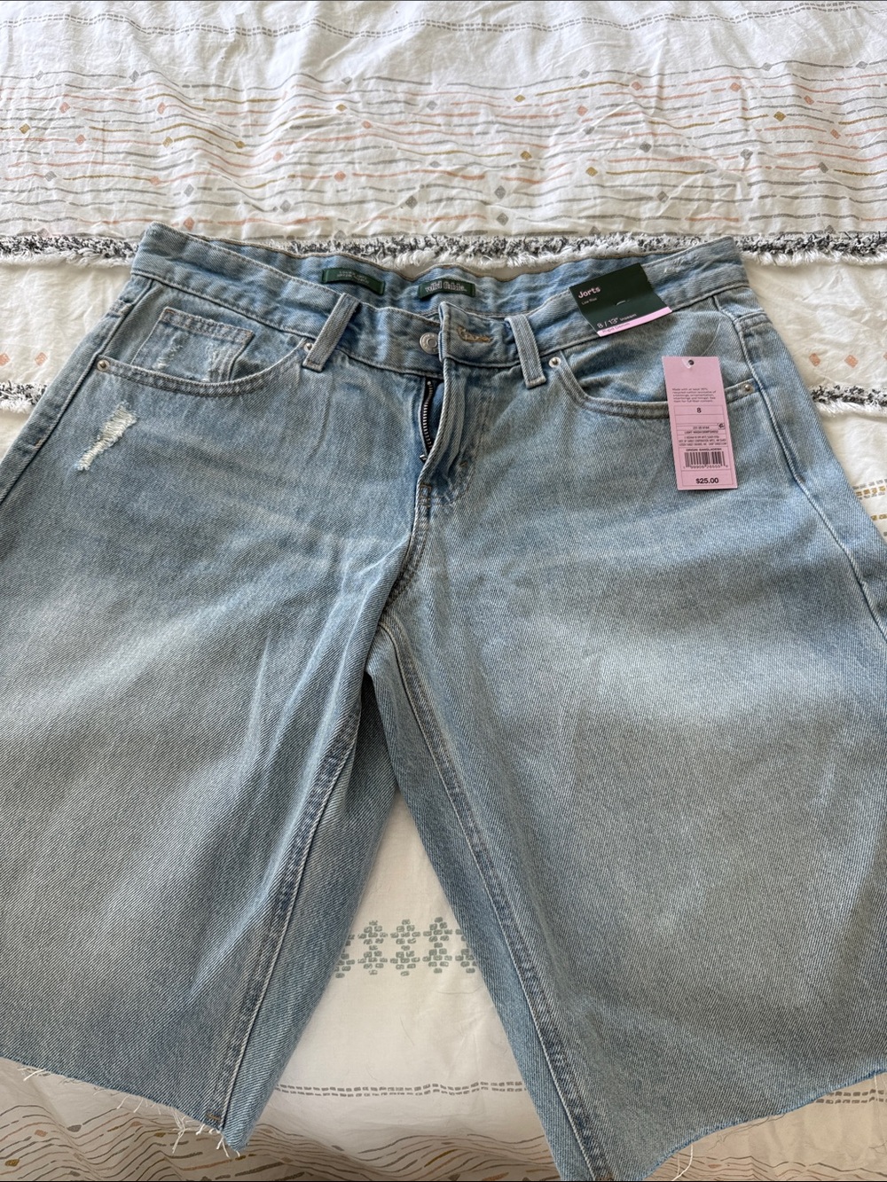 Light Blue Women's Boyfriend Jeans “Jorts” Shorts — Casual Relaxed Fit